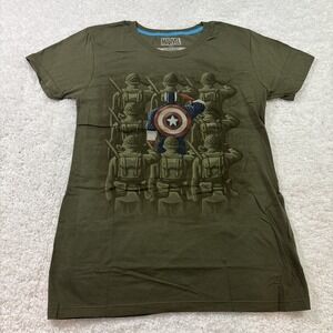 Marvel Women's Captain America‎ Military Camo Green "girly fit" T Shirt